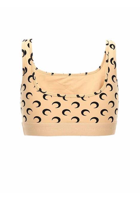 top sportivo moon printed jersey donna beige e nero MARINE SERRE | WUW055BCJER0001TA10